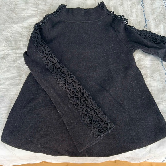 Black embroidered sweater. S. Knitted and Knotted/Anthropologie - Picture 2 of 2